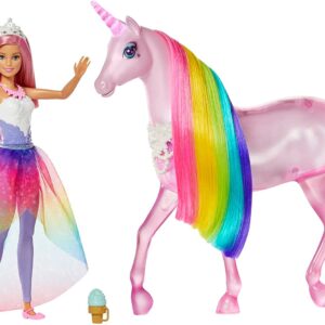 Barbie - Dreamtopia Bambola Barbie Pricipessa con Capelli Rosa e Unicorno Magico con Criniera Arcobaleno, Luci, Suoni e Oltre 25 Funzoni, Giocattolo per Bambini 3+ Anni, GWM78  Amazon.it Giochi e giocattoli